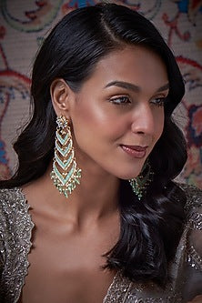 Gold Finish Kundan Polki Dangler Earrings