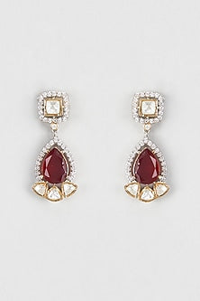 White Finish Kundan Polki Dangler Earrings
