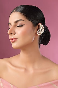Gold Finish Kundan Polki & Multi-Colored Stone Kaanphool Earrings