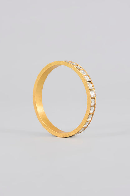 Gold Finish Kundan Polki Bangles (Set Of 2)