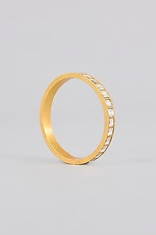 Gold Finish Kundan Polki Bangles (Set Of 2)