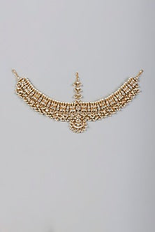 Gold Finish Kundan Polki Mathapatti