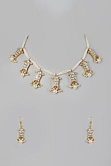 Gold Finish Kundan Polki Choker Necklace Set