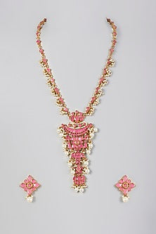 Gold Finish Kundan Long Necklace Set