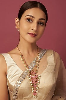 Gold Finish Kundan Long Necklace Set