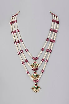 Gold Finish Kundan Polki Long Necklace