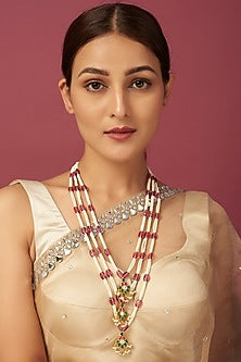 Gold Finish Kundan Polki Long Necklace