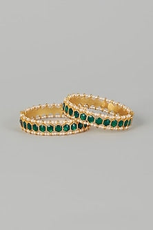 Gold Finish Kundan Polki Bangles (Set of 2)