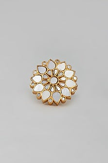 Gold Finish Mother Of Pearl Ring