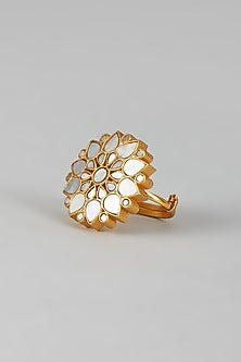 Gold Finish Mother Of Pearl Ring