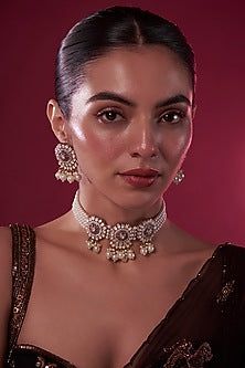 Gold Finish Kundan Polki Choker Necklace Set