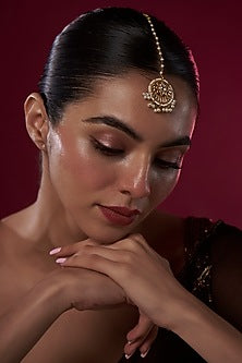 Gold Finish Kundan Polki Maangtikka