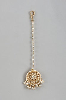 Gold Finish Kundan Polki Maangtikka