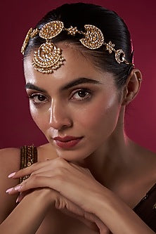 Gold Finish Kundan Polki Sheeshphool