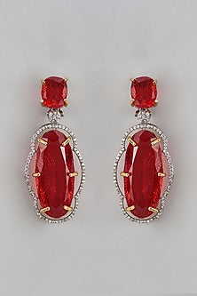 White Finish Kundan Polki Dangler Earrings