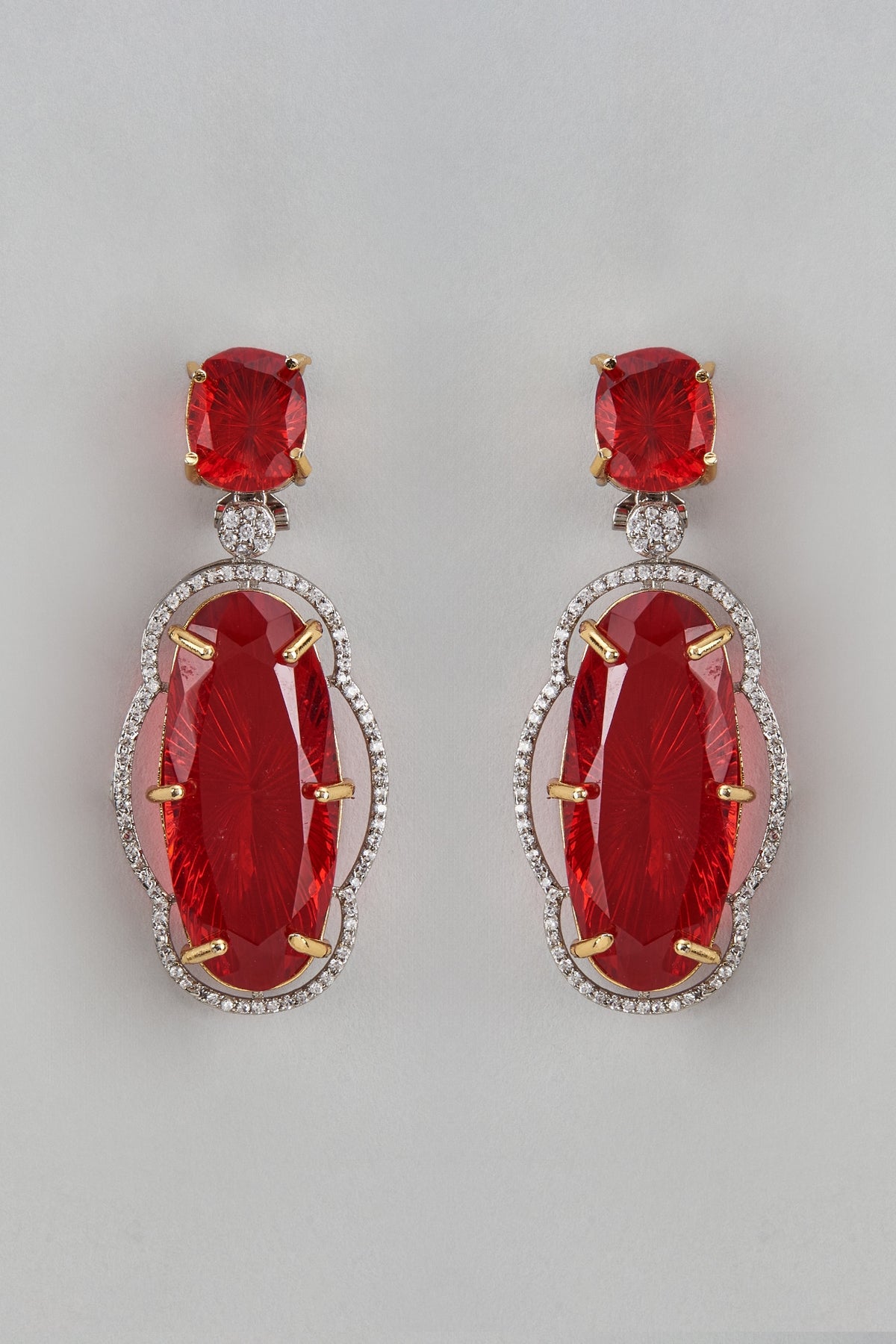 White Finish Kundan Polki Dangler Earrings