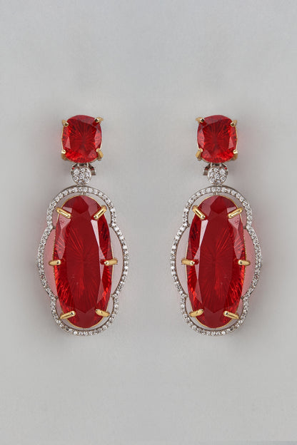 White Finish Kundan Polki Dangler Earrings