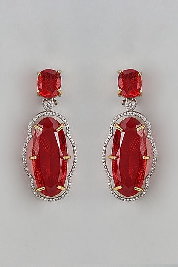 White Finish Kundan Polki Dangler Earrings