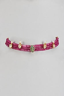 Gold Finish Kundan Polki Choker Necklace