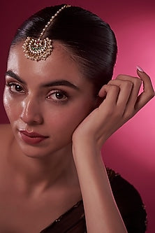 Gold Finish Kundan Polki Maangtikka