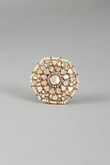 Gold Finish Kundan Polki & Mother of Pearl Ring