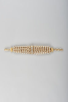 Gold Finish Green Kundan Polki Bracelet
