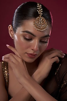 Gold Finish Kundan Polki Maang Tikka
