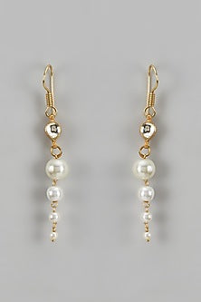 Gold Finish Kundan Polki Dangler Earrings