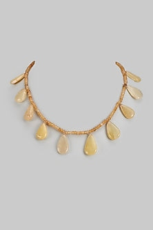 Gold Finish Kundan Polki Beaded Necklace