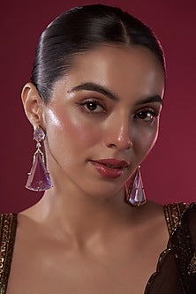 White Finish Kundan Polki Dangler Earrings