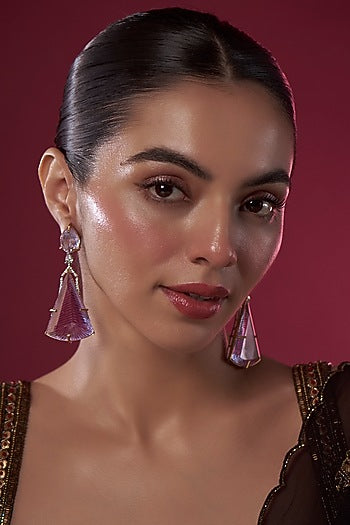 White Finish Kundan Polki Dangler Earrings