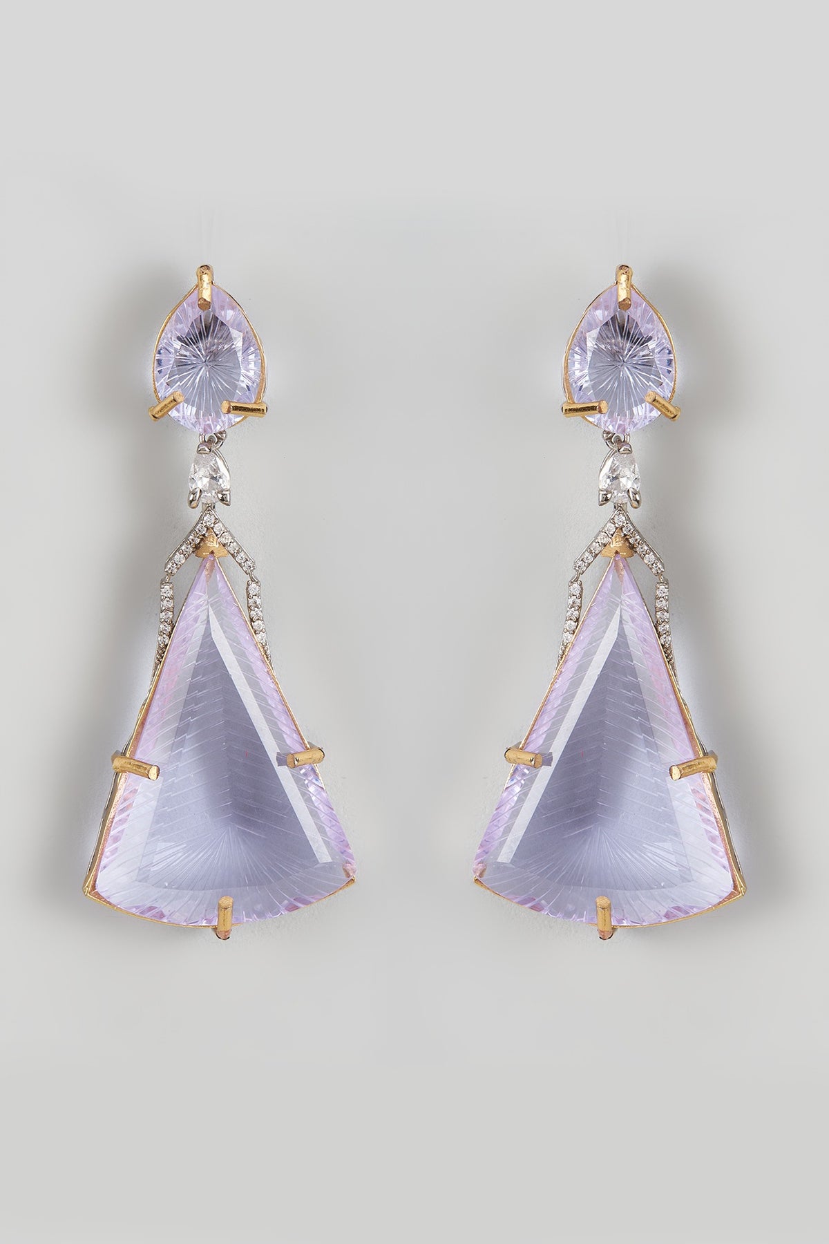 White Finish Kundan Polki Dangler Earrings