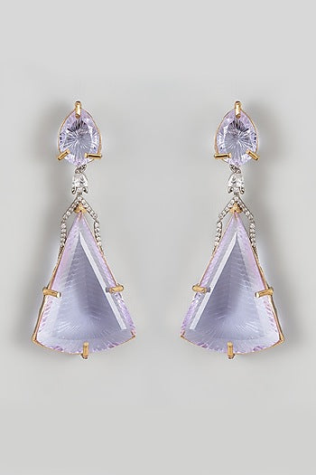 White Finish Kundan Polki Dangler Earrings