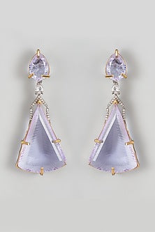 White Finish Kundan Polki Dangler Earrings