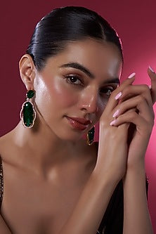 White Finish Kundan Polki Dangler Earrings