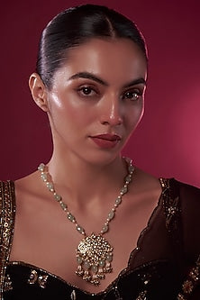 Gold Finish Kundan Polki Long Necklace
