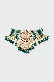 Gold Finish Kundan Polki Choker Necklace