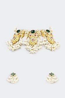 Gold Finish Kundan Polki Choker Necklace Set
