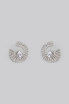 White Finish Zircon Stud Earrings