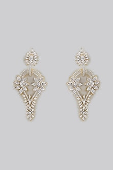 Gold Finish Zircon Dangler Earrings