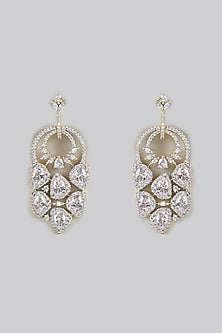 Gold Finish White Zircon Dangler Earrings