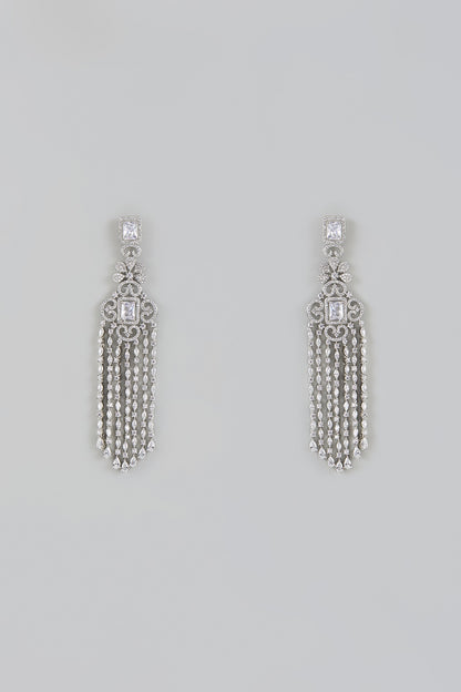 White Finish Zircon Dangler Earrings