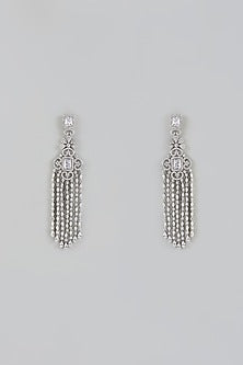 White Finish Zircon Dangler Earrings