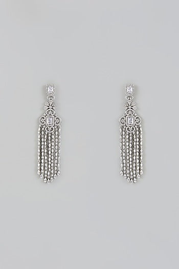 White Finish Zircon Dangler Earrings