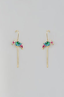 Gold Finish Kundan Polki Stud Earrings