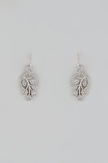 White Finish Zircon Dangler Earrings