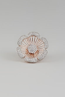 Gold Finish Zircon Adjustable Ring