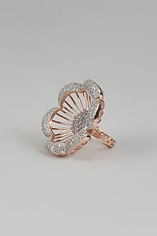 Gold Finish Zircon Adjustable Ring