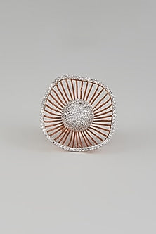 Gold Finish Zircon Adjustable Ring