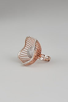Gold Finish Zircon Adjustable Ring